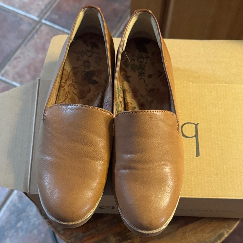 BOC Brown Leather Slip-On Loafers